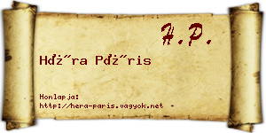 Héra Páris névjegykártya